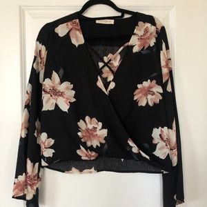 American Threads Black Floral Blouse